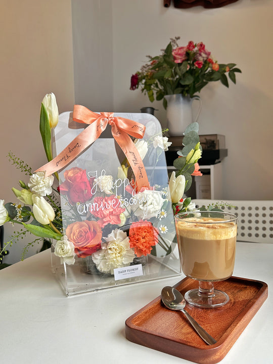 Sunrise Serenity Box: Orange and White Mixed Fresh Flower Box for Easter | Daisy Florist