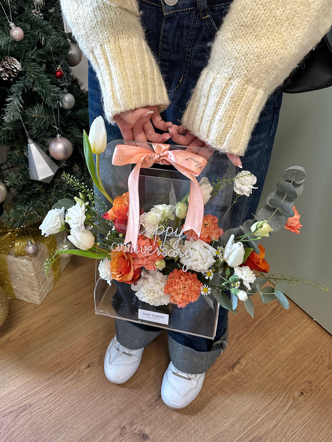 Sunrise Serenity Box: Orange and White Mixed Fresh Flower Box for Easter | Daisy Florist