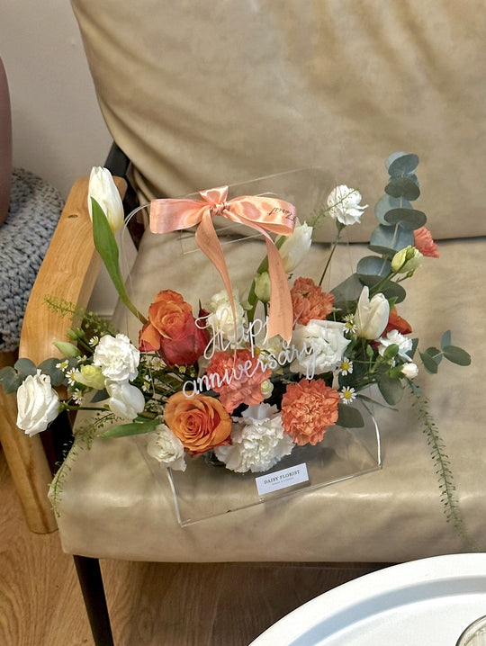 Sunrise Serenity Box: Orange and White Mixed Fresh Flower Box for Easter | Daisy Florist