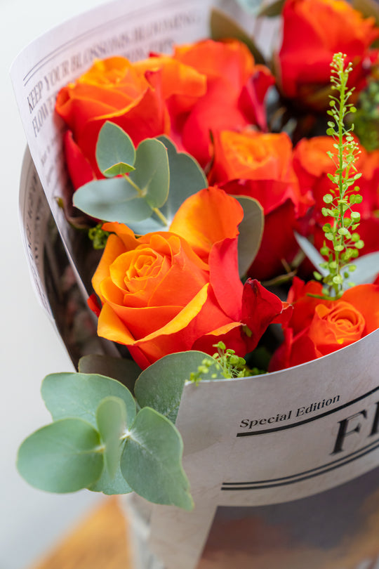 Citrine Charm Bouquet: Vibrant Orange Roses Arrangement