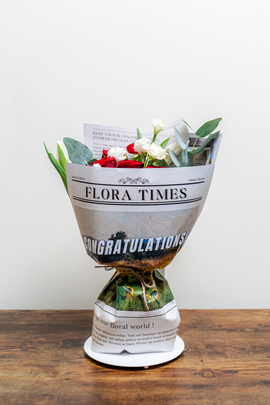 Scarlet & Snow Harmony: Red and White Mixed Flower Bouquet