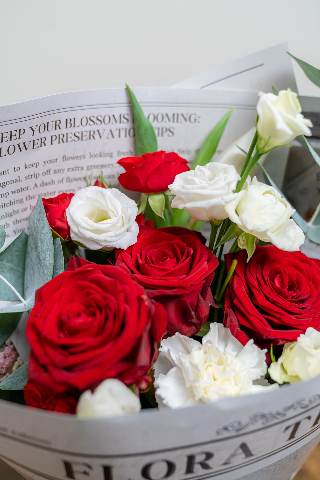 Scarlet & Snow Harmony: Red and White Mixed Flower Bouquet
