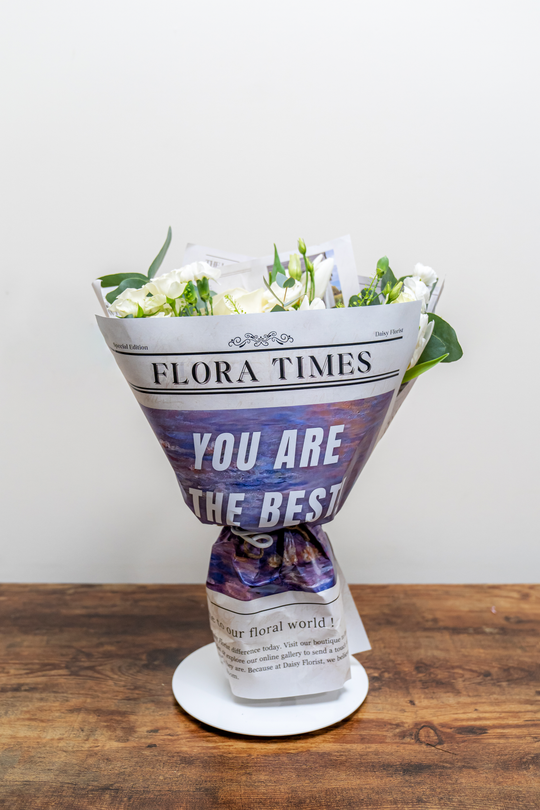 Ivory Elegance Ensemble: Sophisticated White Mixed Fresh Flower Bouquet