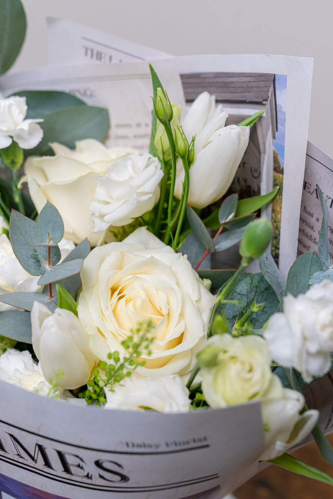 Ivory Elegance Ensemble: Sophisticated White Mixed Fresh Flower Bouquet