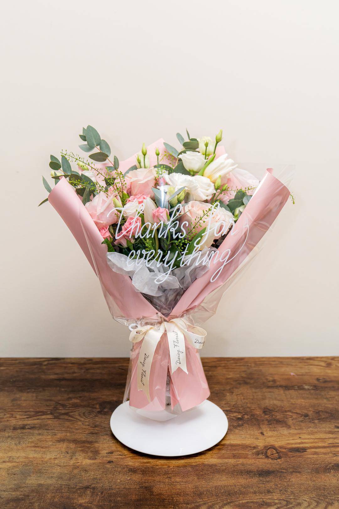 Cherished Blush Bouquet: Romantic Pink and White Flowers Mix