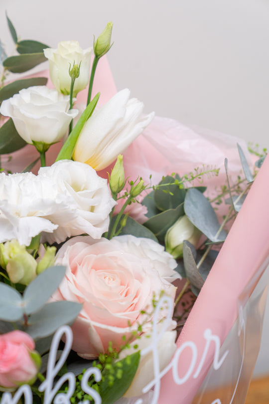 Cherished Blush Bouquet: Romantic Pink and White Flowers Mix