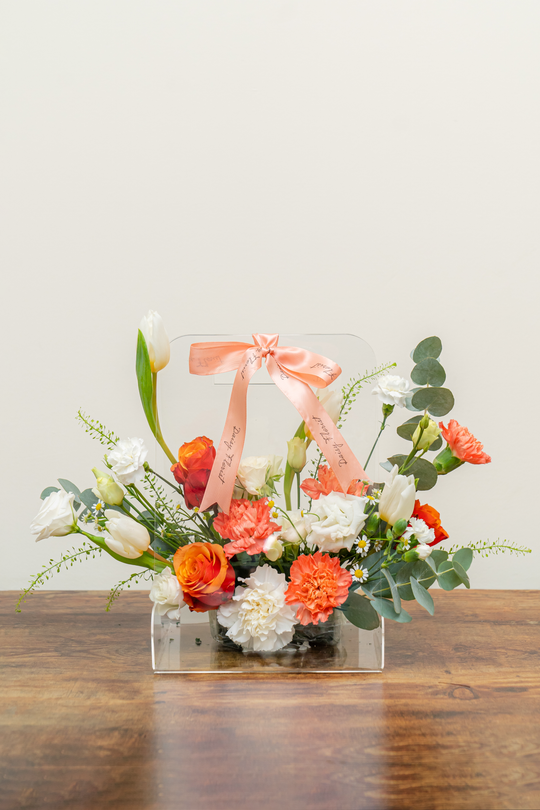 Sunrise Serenity Box: Orange and White Mixed Fresh Flower Box for Easter | Daisy Florist