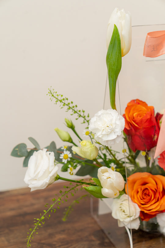 Sunrise Serenity Box: Orange and White Mixed Fresh Flower Box for Easter | Daisy Florist