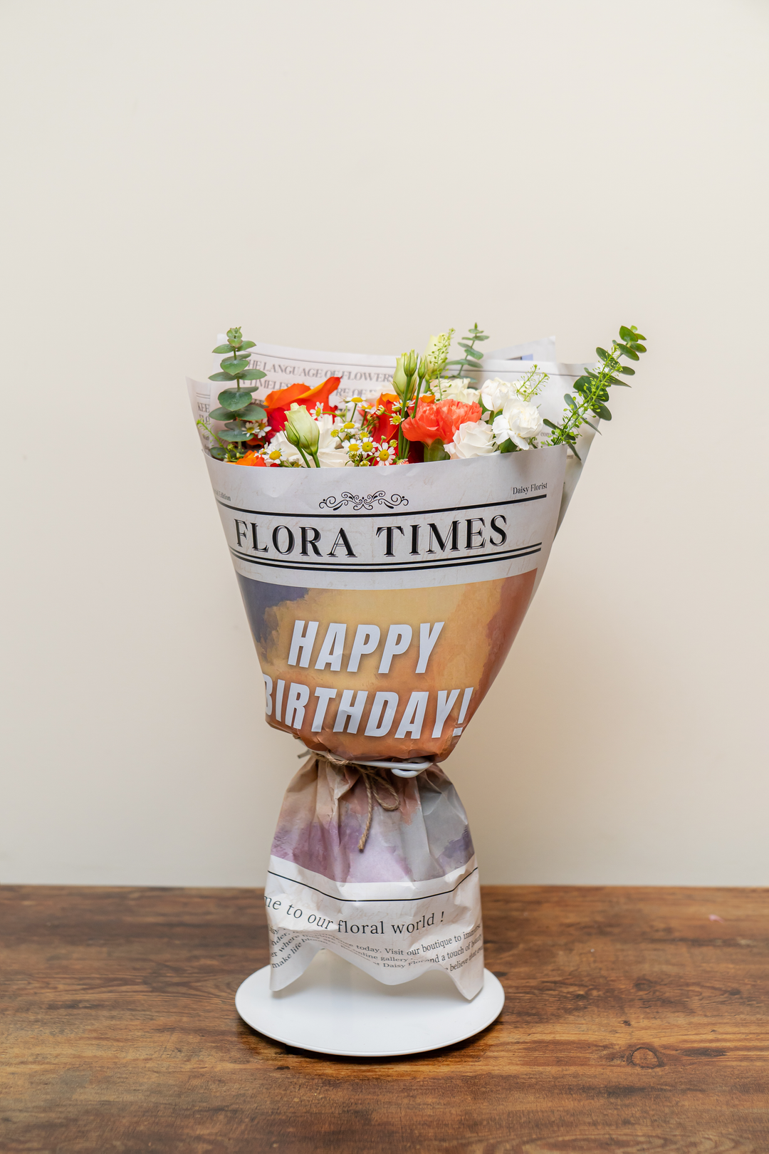 Apricot Dawn Bouquet: Orange and White Mixed Flowers