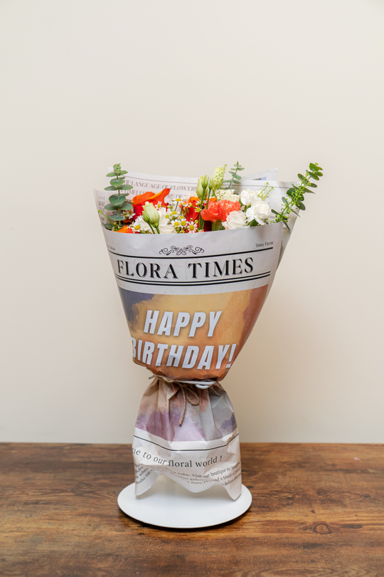 Apricot Dawn Bouquet: Orange and White Mixed Flowers