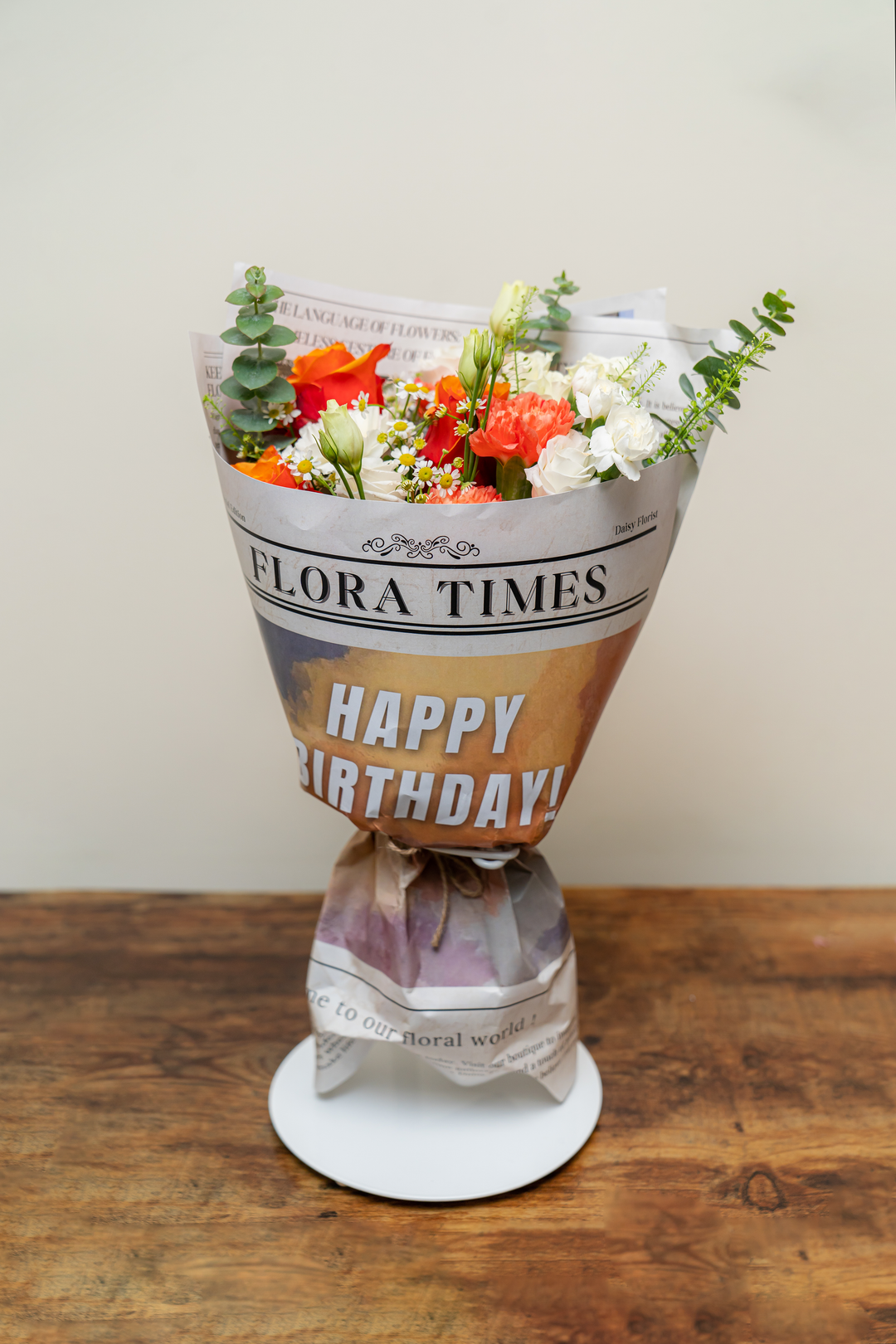 Apricot Dawn Bouquet: Orange and White Mixed Flowers