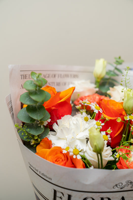 Apricot Dawn Bouquet: Orange and White Mixed Flowers