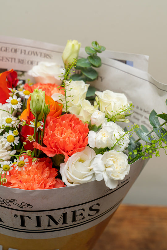 Apricot Dawn Bouquet: Orange and White Mixed Flowers