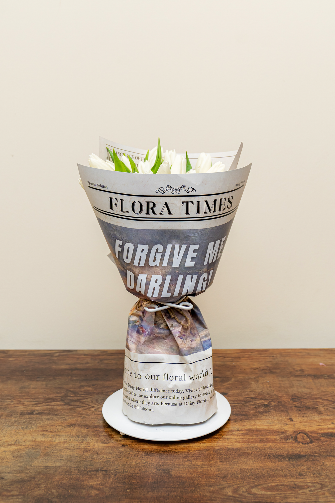 Moonlight Tulip Serenade: Elegant White Tulips Fresh Flower Bouquet