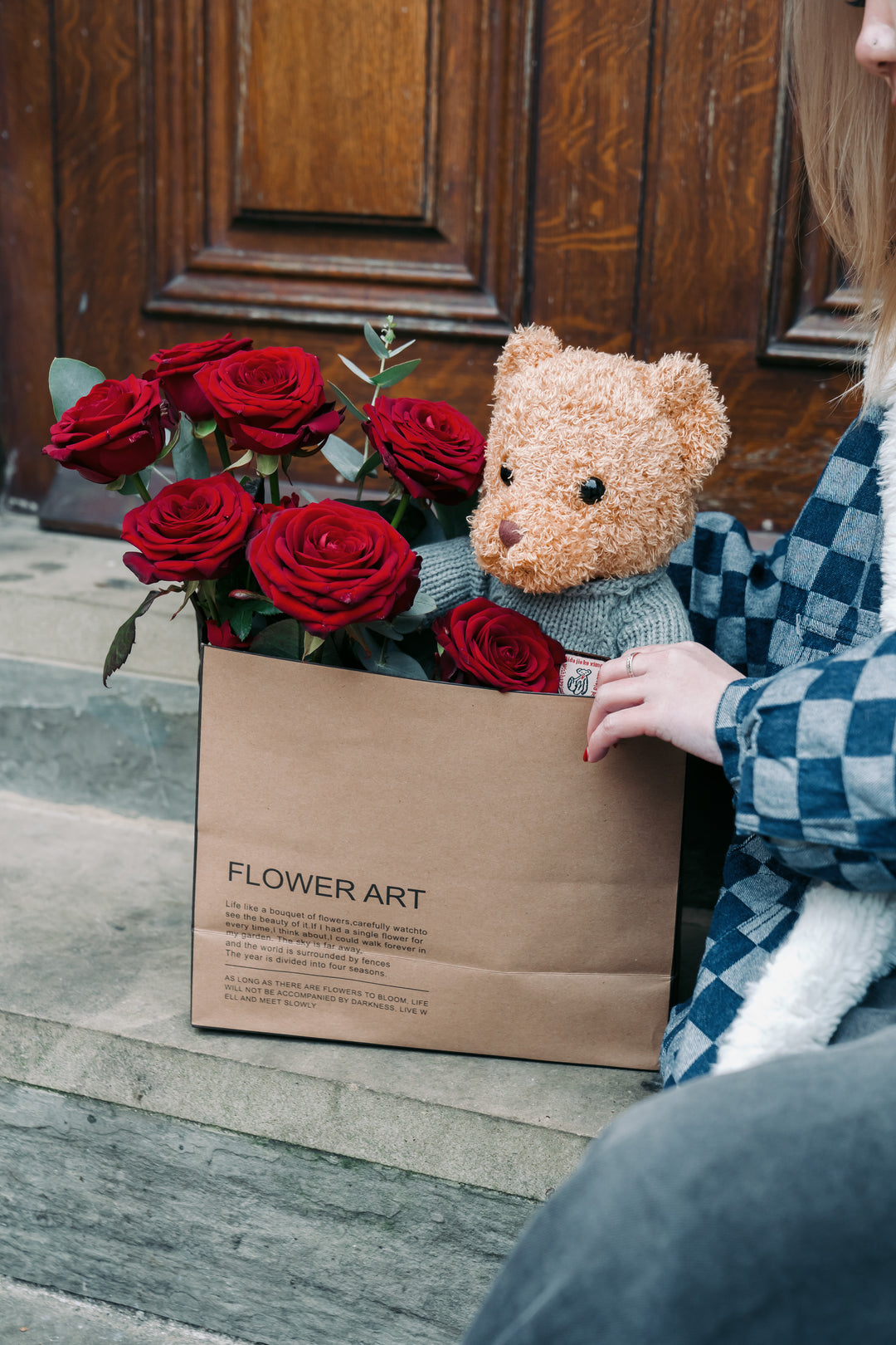 Special Fresh Red Roses Box with Teddy Bear| Daisy Florist