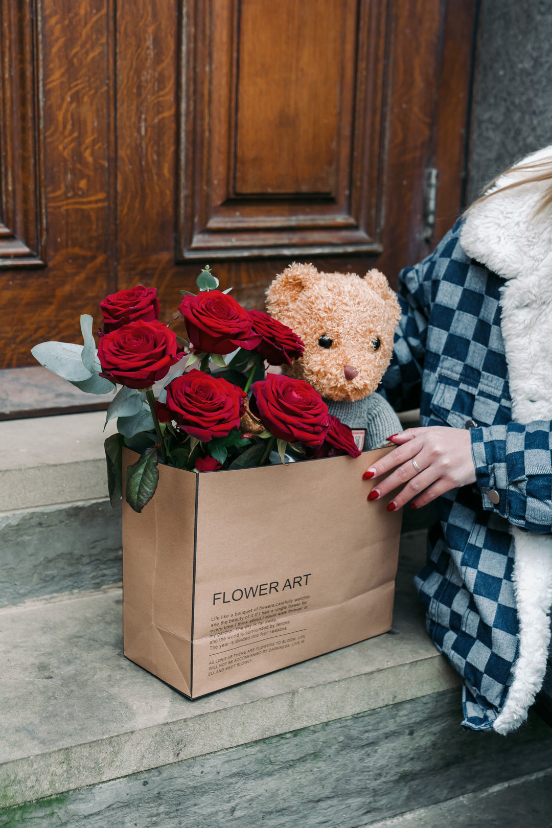 Special Fresh Red Roses Box with Teddy Bear| Daisy Florist