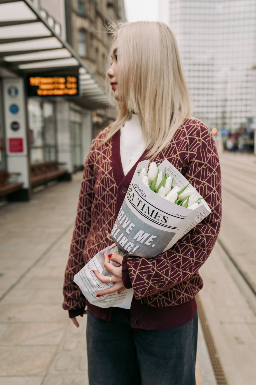 Moonlight Tulip Serenade: Elegant White Tulips Fresh Flower Bouquet