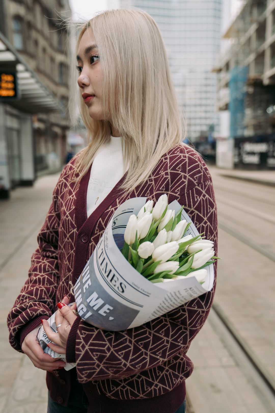 Moonlight Tulip Serenade: Elegant White Tulips Fresh Flower Bouquet