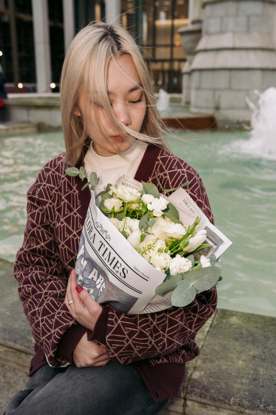 Ivory Elegance Ensemble: Sophisticated White Mixed Fresh Flower Bouquet
