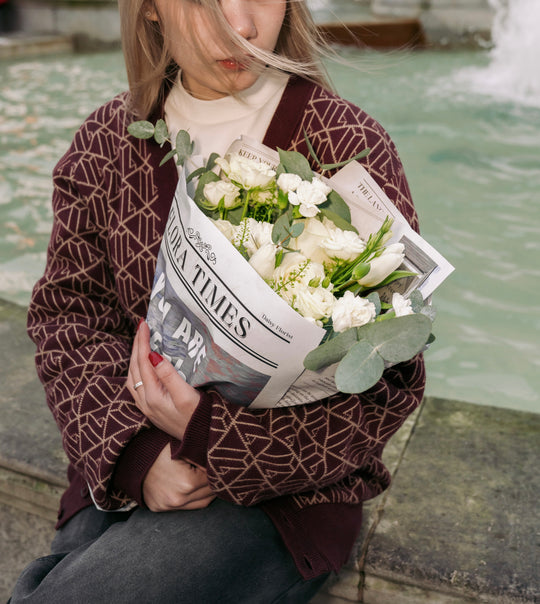 Ivory Elegance Ensemble: Sophisticated White Mixed Fresh Flower Bouquet