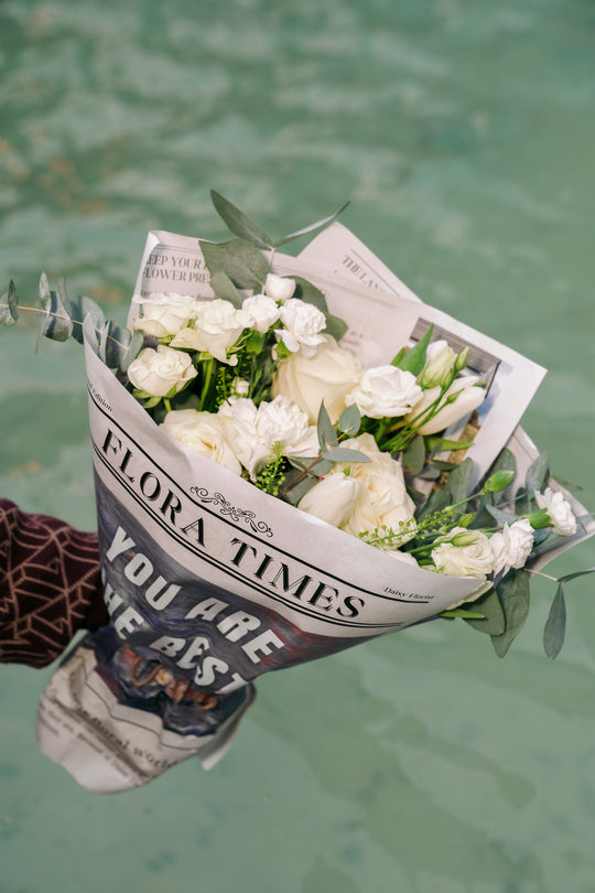 Ivory Elegance Ensemble: Sophisticated White Mixed Fresh Flower Bouquet