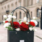 Red Roses and White Fresh Flower Mixed Arrangement in handbag | Daisy Florist