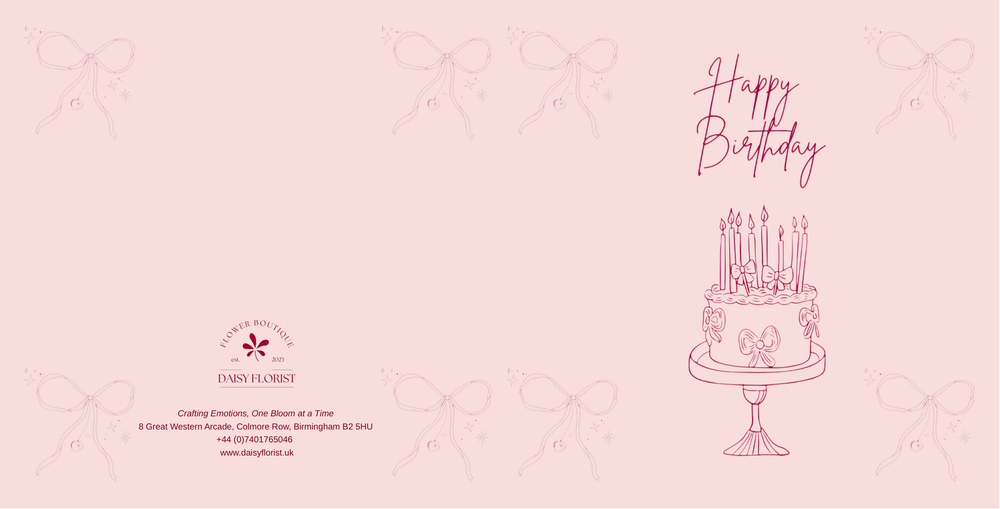 Elegant Pink 'Happy Birthday' Cake Card