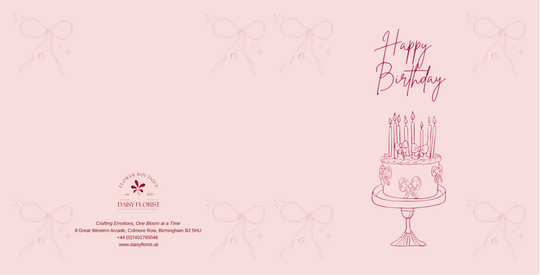 Elegant Pink 'Happy Birthday' Cake Card
