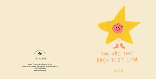 Love / Romantic / Anniversary / Valentine’s Day / Friendship / Encouragement / Thinking of You “You Are the Brightest Star” Greeting Card