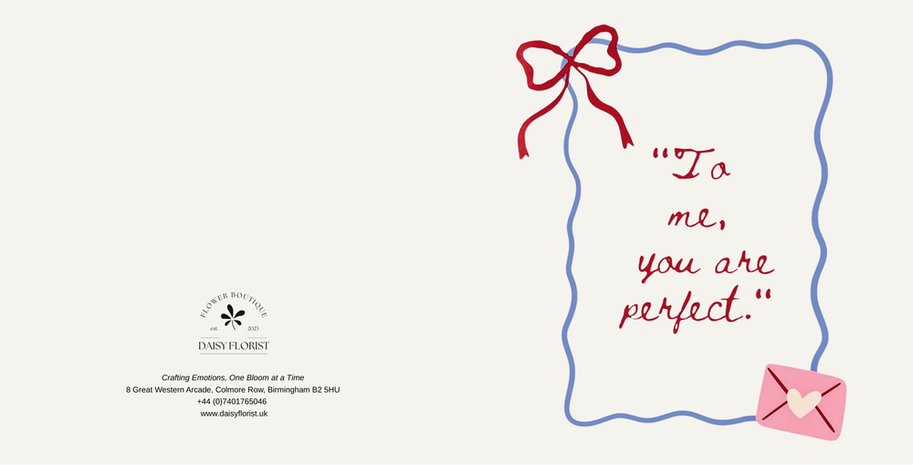 Love / Romantic / Anniversary / Valentine’s Day / Wedding Anniversary / Thinking of You “To Me, You Are Perfect” Greeting Card