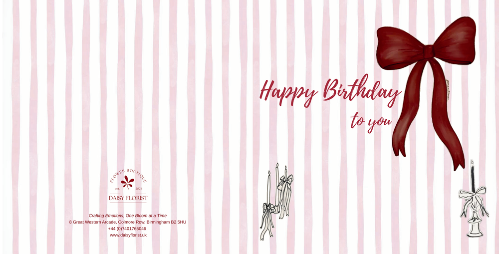 Birthday Wishes & Bows " Happy Birthday to you" Greeting Card