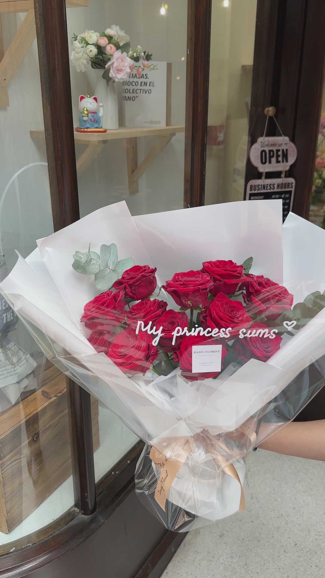 Fresh Flowers: Red Roses Bouquet with white wrapping| Daisy Florist