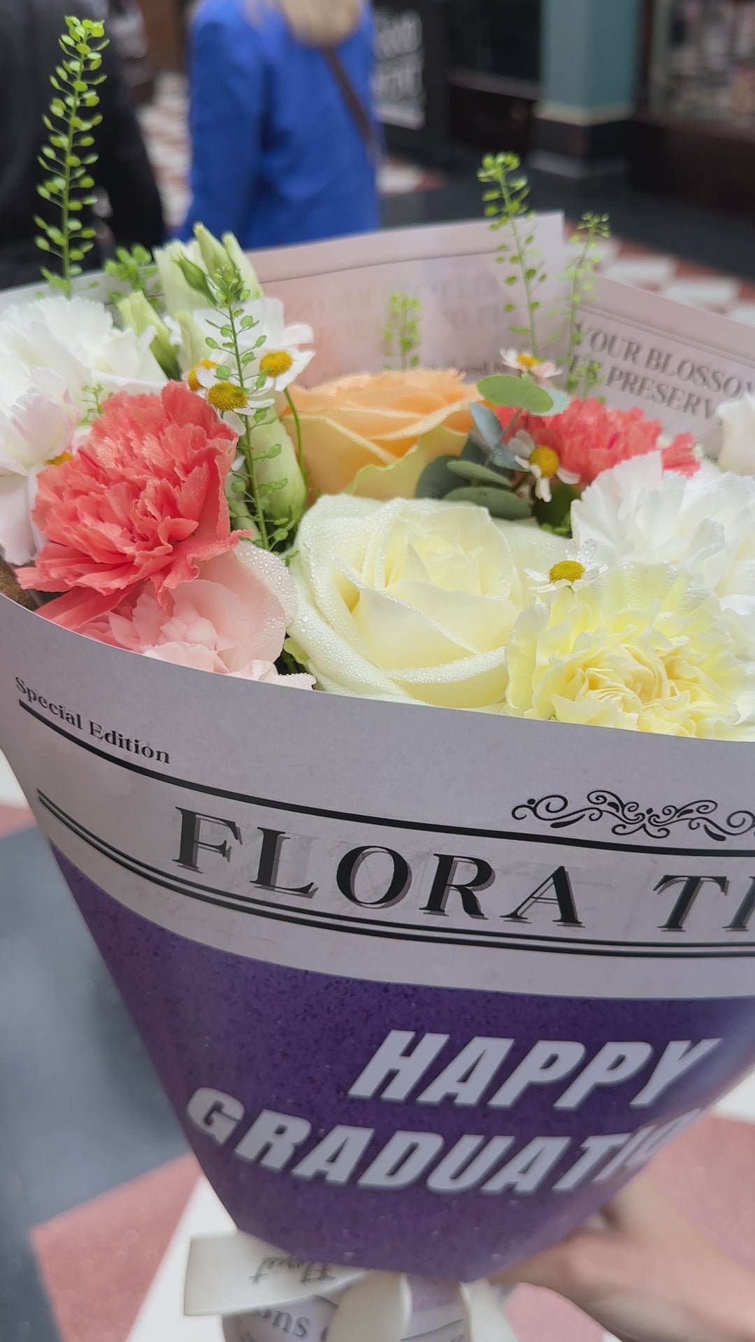 Graduation Fresh Bouquet in Orange and White | Daisy Florist