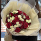 Fresh Flowers: Mix Red Roses & White Spray Roses Medley Bouquet | Daisy Florist