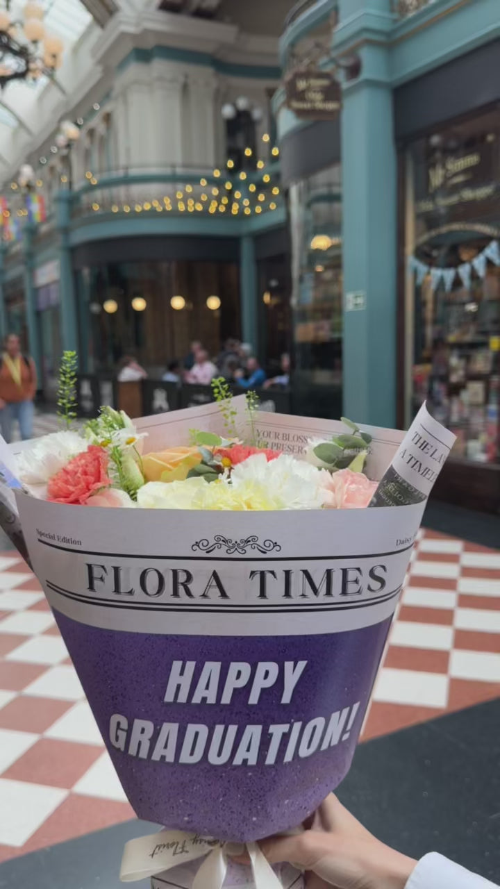 Graduation Fresh Bouquet in Orange and White | Daisy Florist