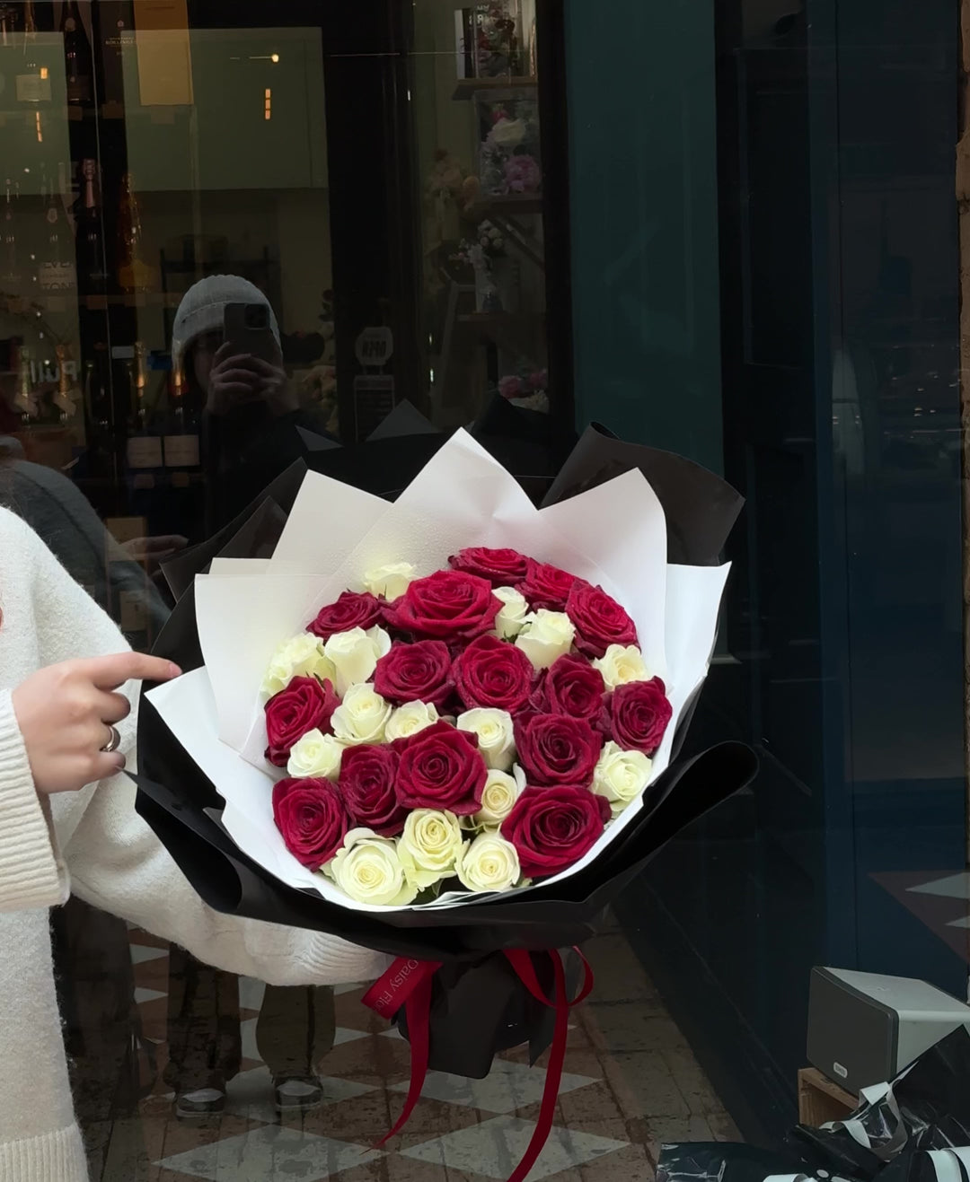 Mix of Red and White Roses - Elegant Floral Bouquet | Daisy Florist