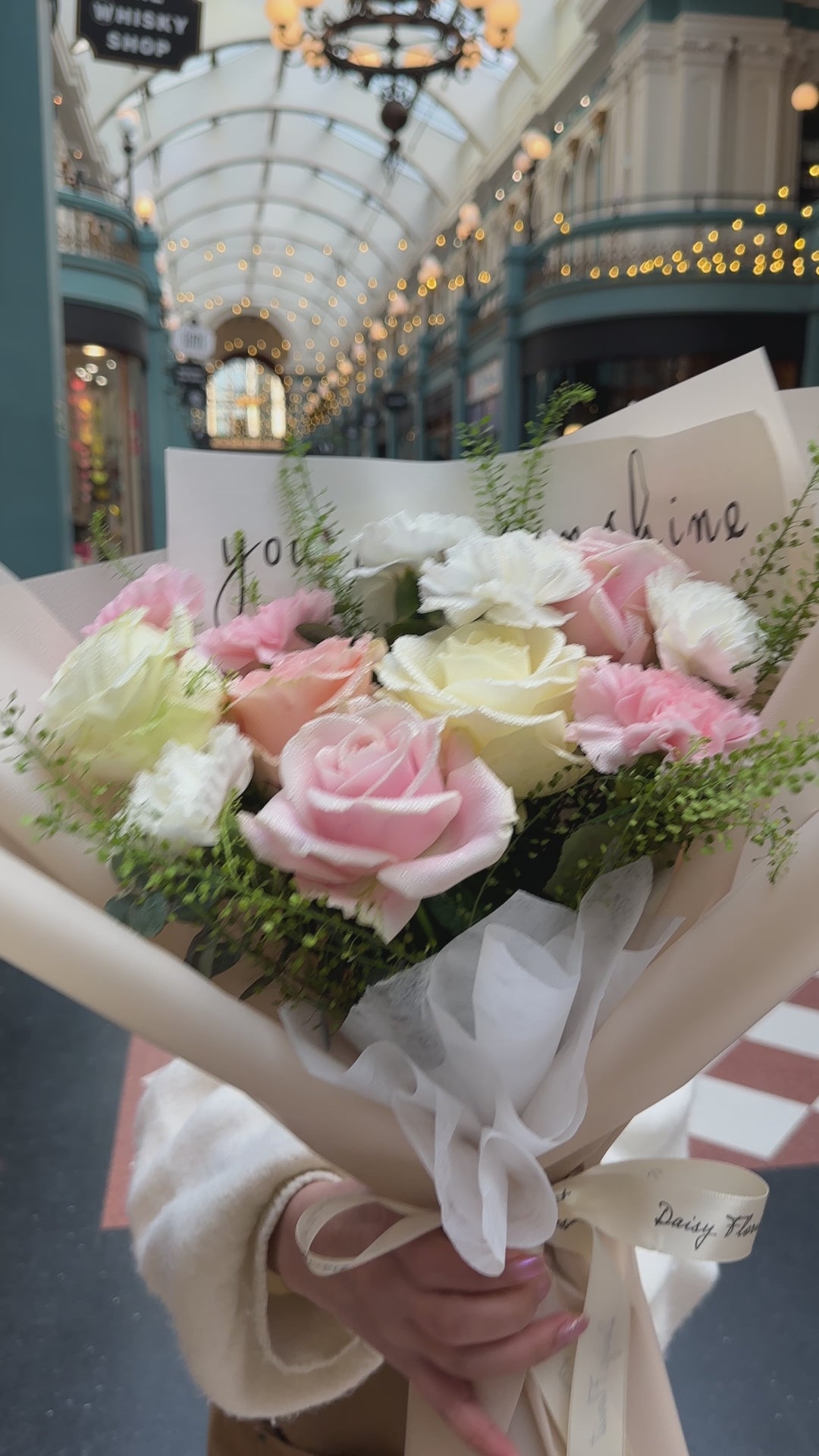 White & Pink Roses Fresh Flower Bouquet - Perfect All Occasions