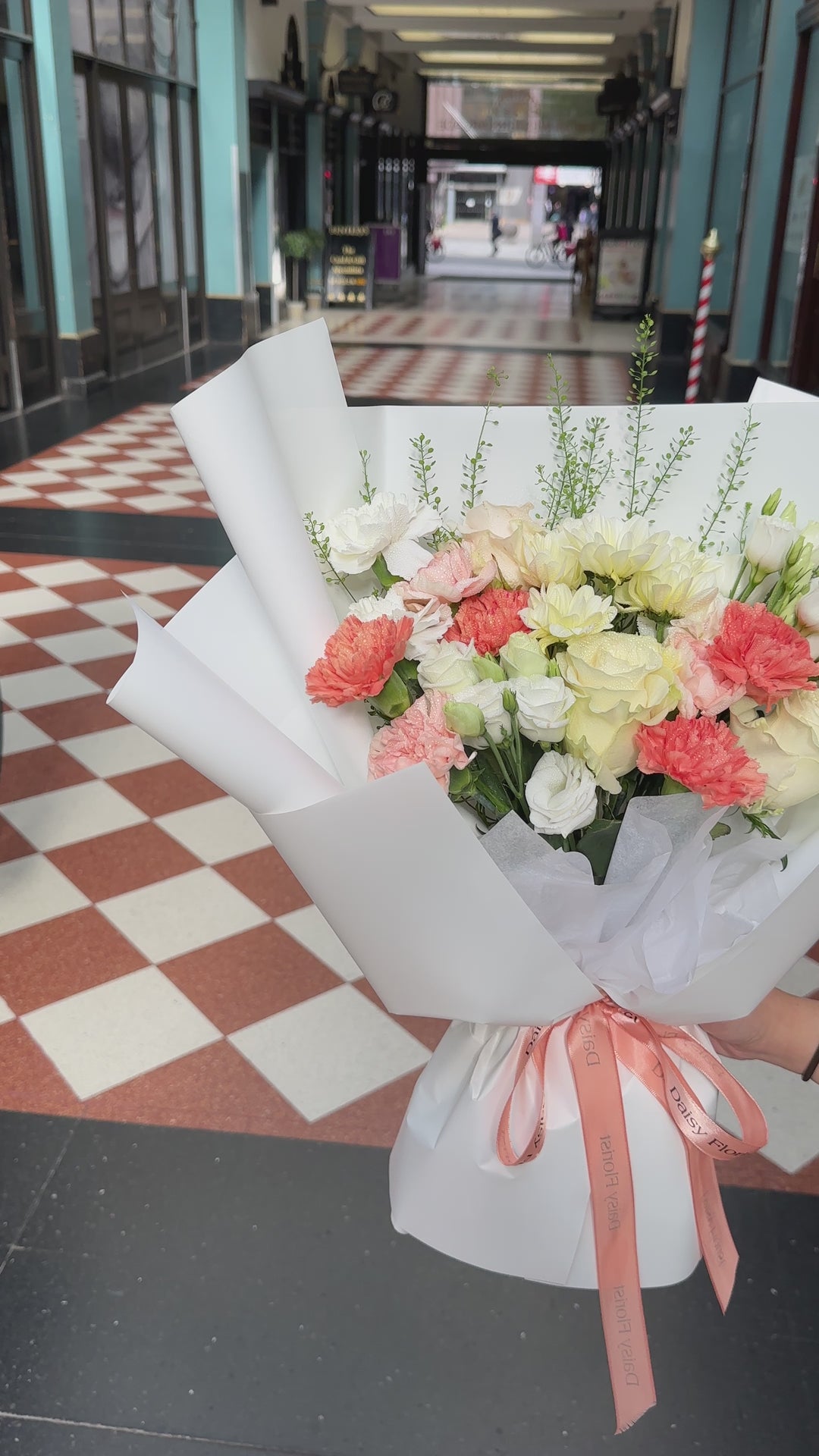 Mixed Bouquet: Bright Flowers in White Wrapping | Daisy Florist