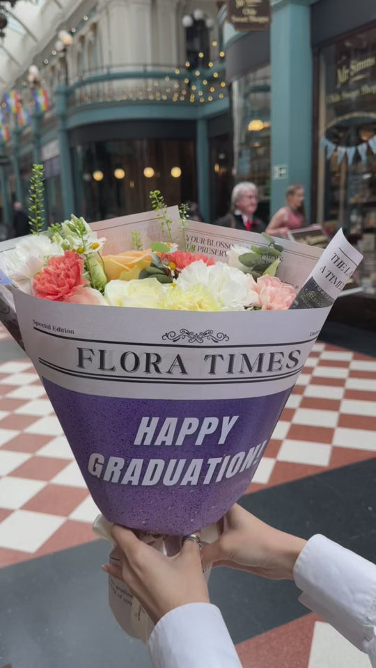 Graduation Fresh Bouquet in Orange and White | Daisy Florist