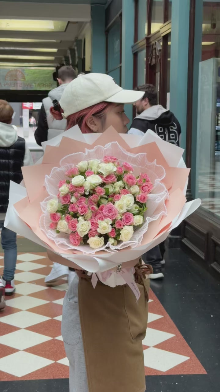 Blushing Miniature Spray Roses Medley Bouquet